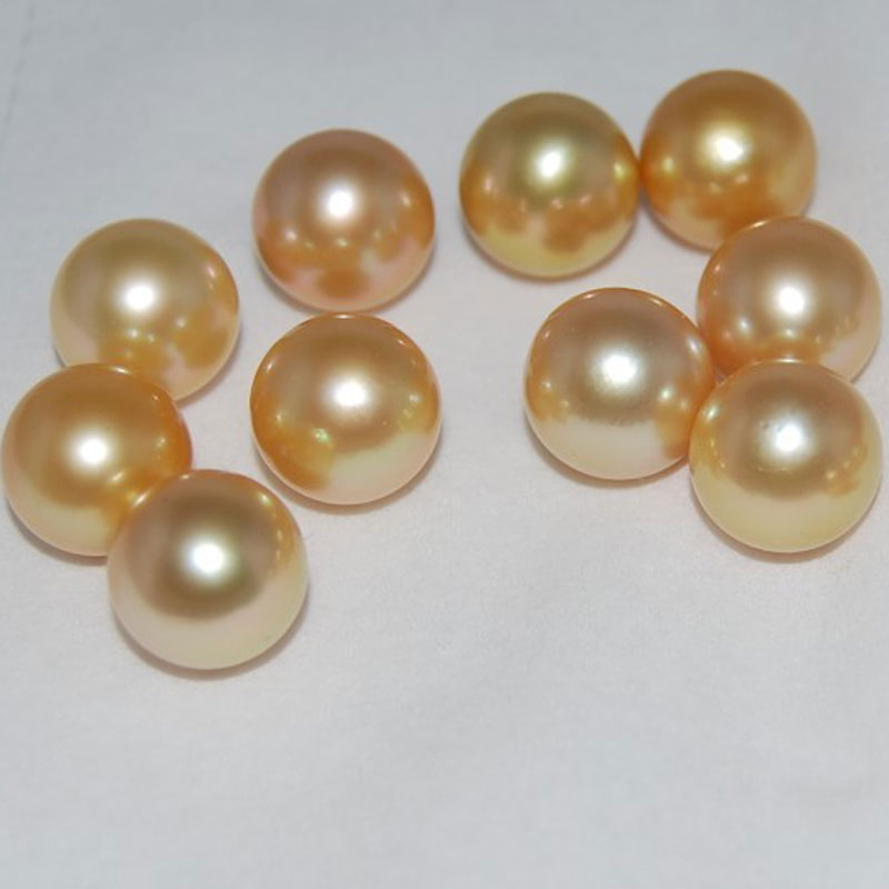 Wholesale AAA 12-13mm Natural Gold Round Genuine South Sea Pearl,Sold by Piece