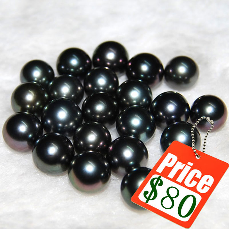 10-11mm AAA Natural Genuine Round Black Tahitian Pearl,Sold by Piece