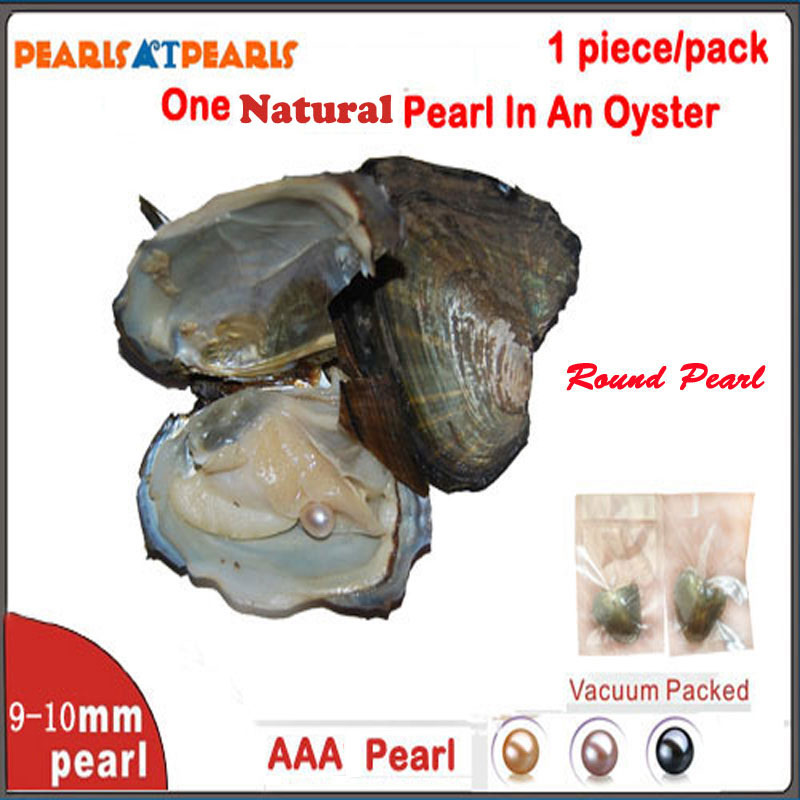 Wholesale Oysters with Single Grade AAA 9-10mm Natural Round Pearl
