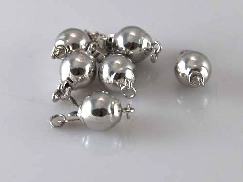 Rhodium Plated 925 Sterling Silver Ball Clasp