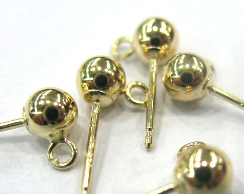 5-6mm 14K Solid Yellow Gold Earring Stud,Sold by Pair