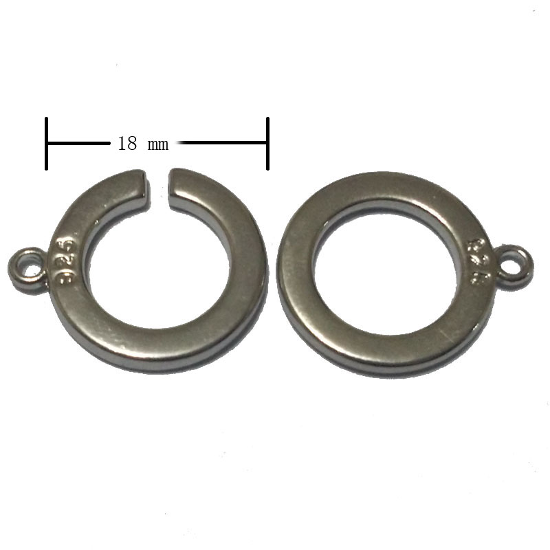 Wholesale 18 mm Single Rows Circle Shaped 925 Silver Clasp