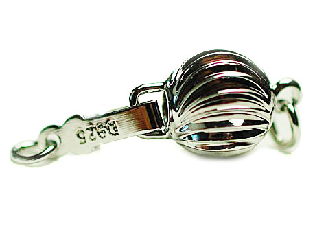 8mm 925 Sterling Silver Corrugated Ball Clasp