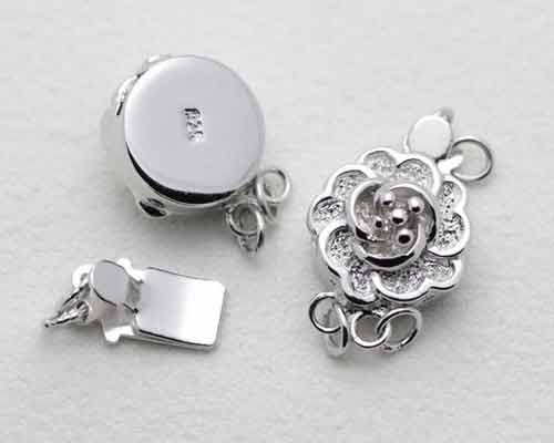 Double Row 10mm 925 Sterling Silver Rose Shape Clasp