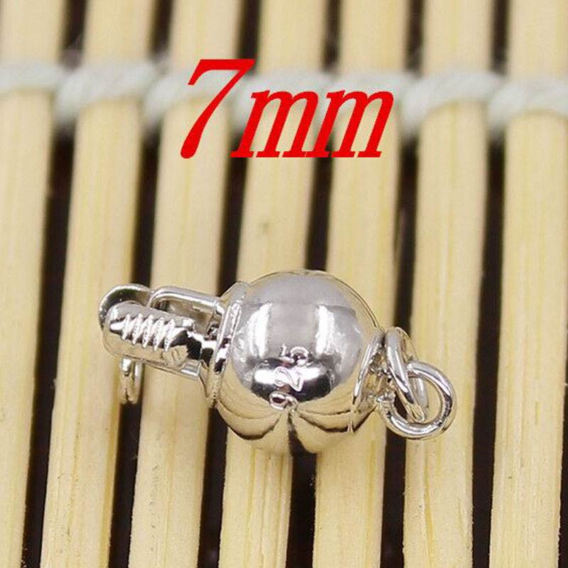 7mm Rhodium Plated 925 Sterling Silver Ball Clasp
