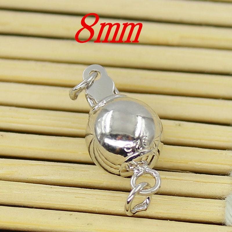 8mm Rhodium Plated 925 Sterling Silver Ball Clasp