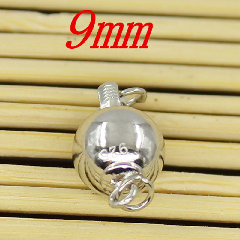 9mm Rhodium Plated 925 Sterling Silver Ball Clasp
