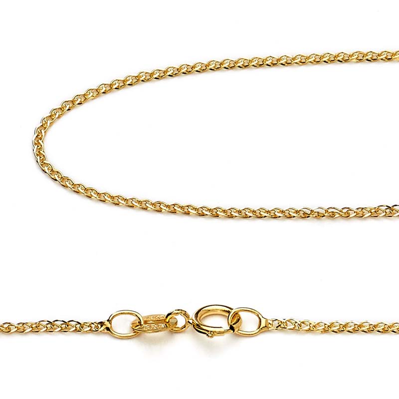 Wholesale 18 inches 18K Yellow Solid Gold Chain(Can be adjusted to 16 inches)