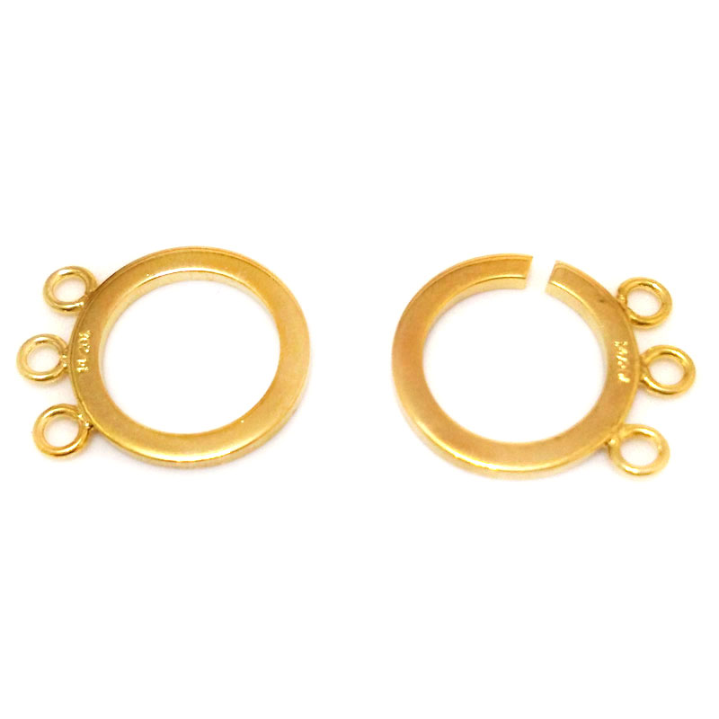 Wholesale 16x19mm Three-row Yellow Gold Filled Double Ring Clasp