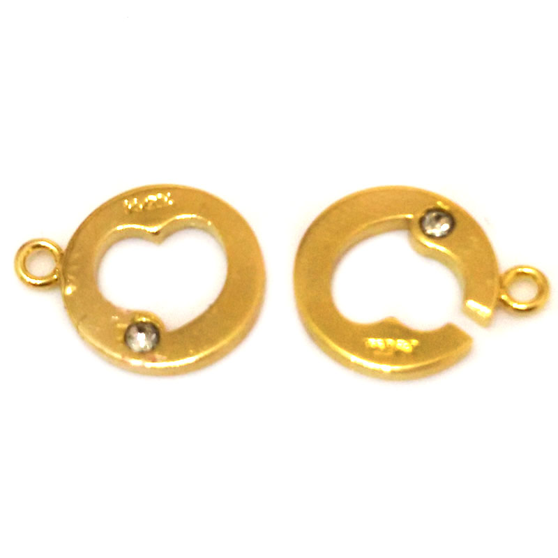 Wholesale 16x19mm Single row Yellow Gold Filled Double Ring Clasp with Zirconia