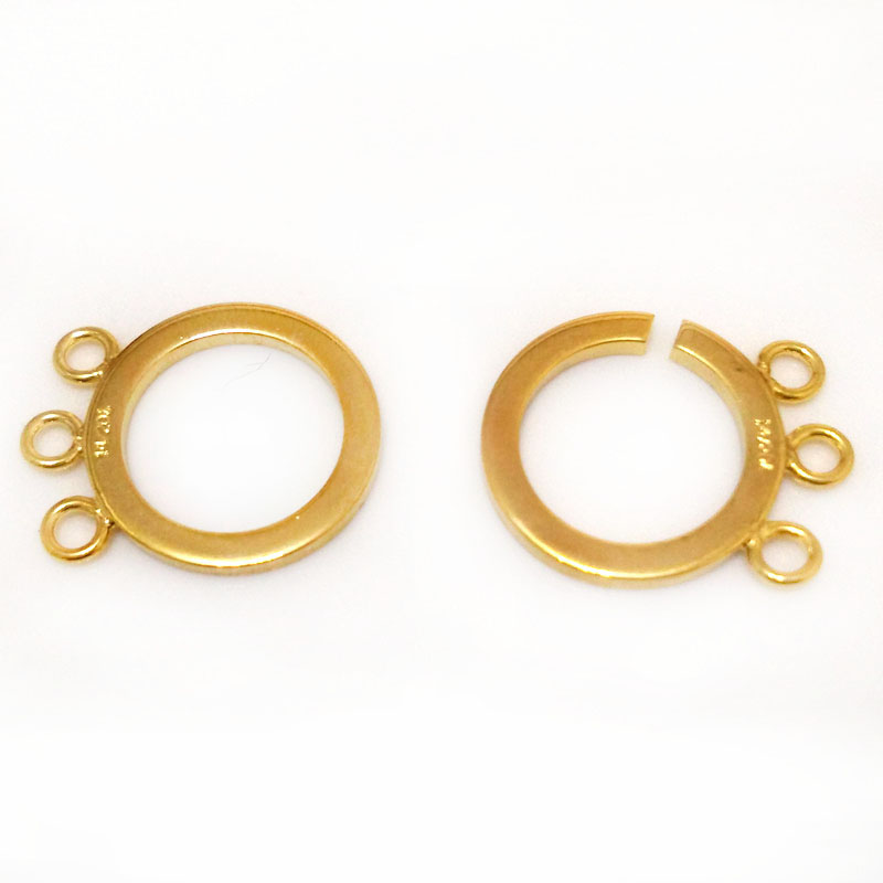 Wholesale 18 mm Three Rows Gold Plated Circle 925 Silver Clasp
