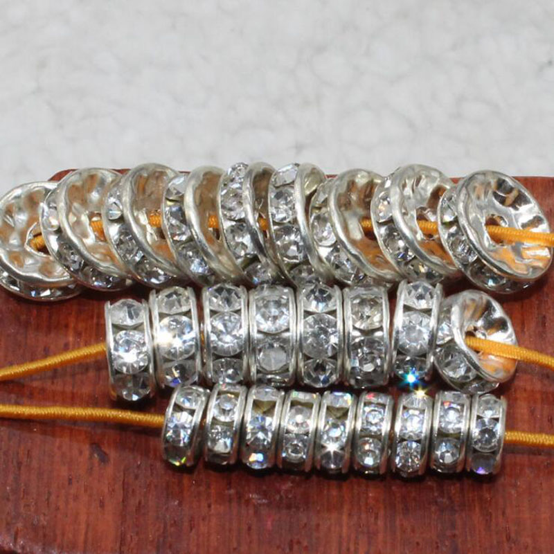 Wholesale Silver Austria Diamond Rondelle Spacer Beads,Sold by Lot,100pcs per Lot