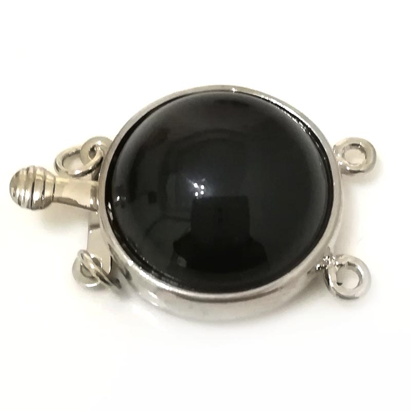Wholesale 2 Rows 20mm Round Black Onyx Jewelry Clasp