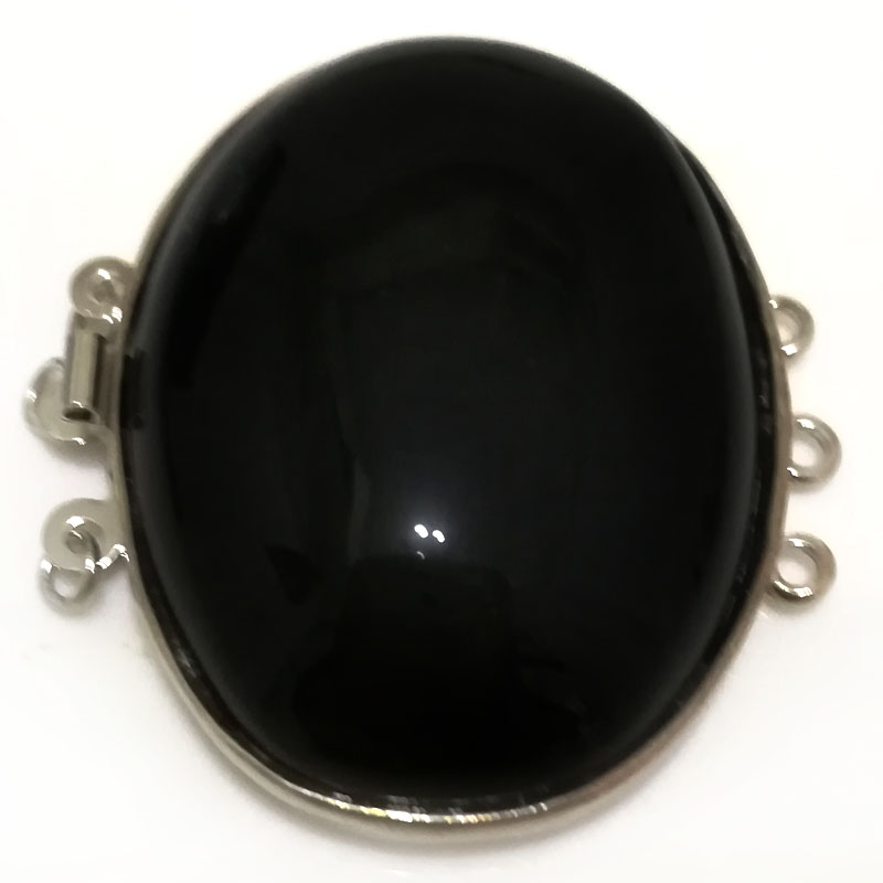 Wholesale 30x40mm Three-Row Natural Black Onyx Elliptical Jewelry Clasp