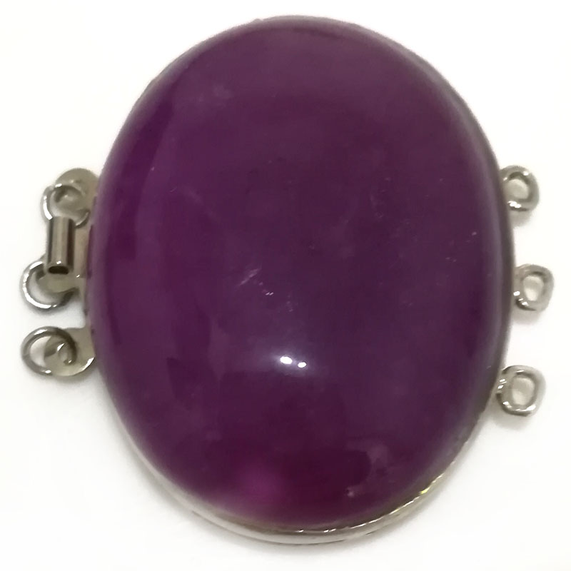 Wholesale 30x40mm Three-Row Natural Amethyst Elliptical Jewelry Clasp