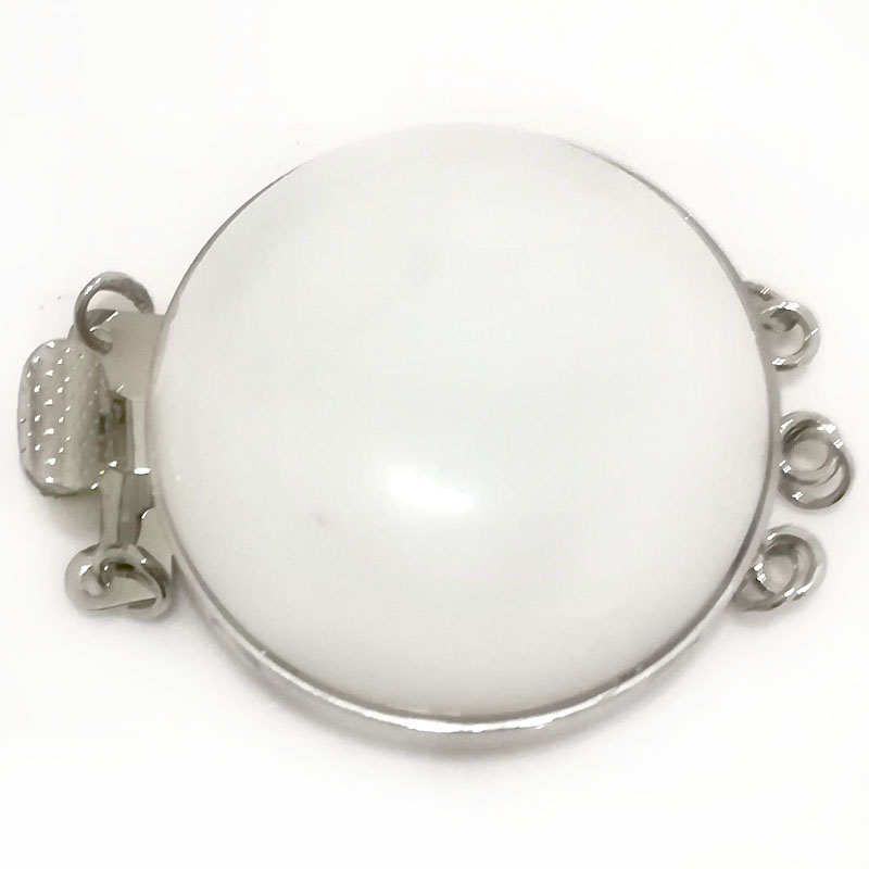 Wholesale 30mm Three-Row Natural White Jade Round Jewelry Clasp