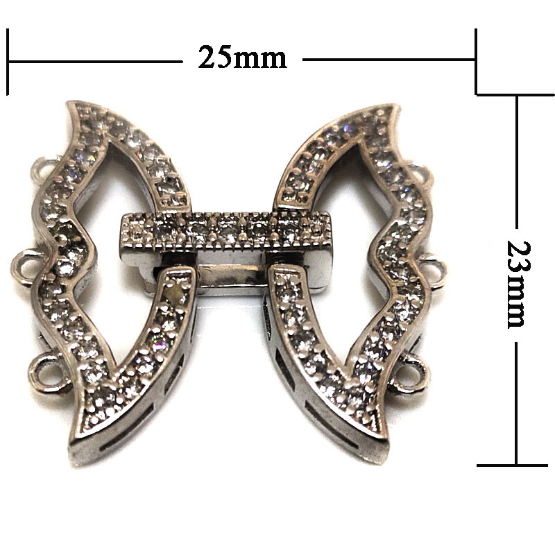 Wholesale 23x25mm 3 Rows Butterfly Style 925 Silver Clasp