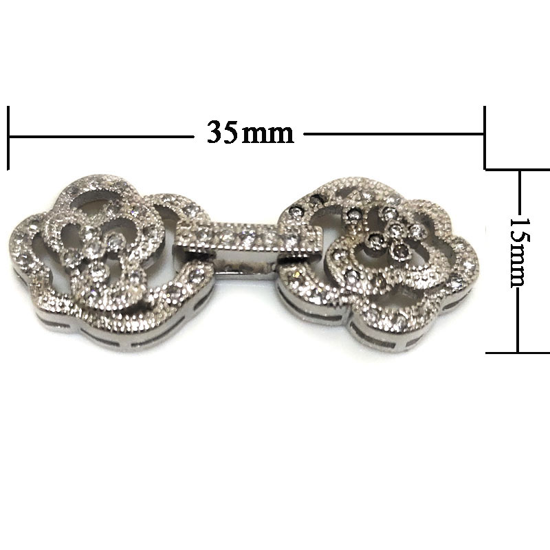Wholesale 15x35mm 3 Rows Flower Style 925 Silver Clasp