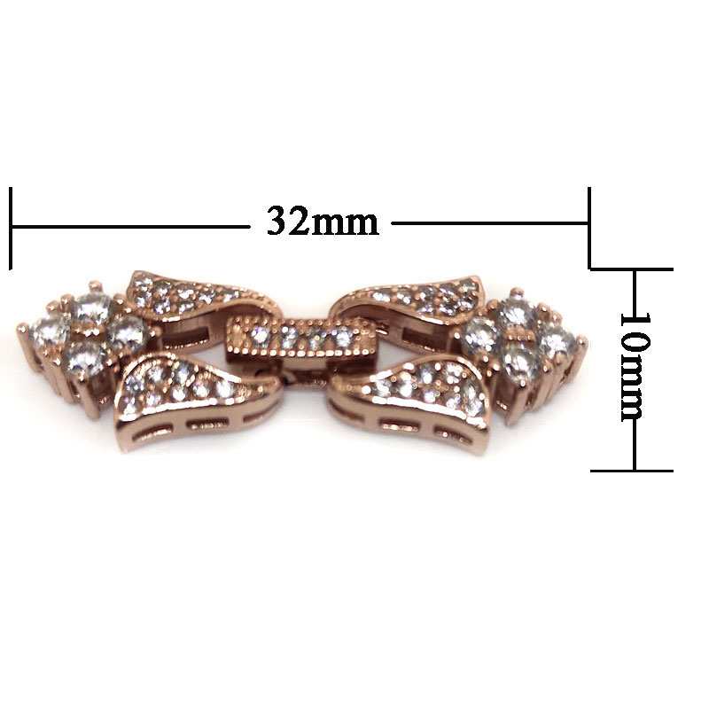 Wholesale 11x32mm 3 Rows Rose Gold Floret Style 925 Silver Clasp