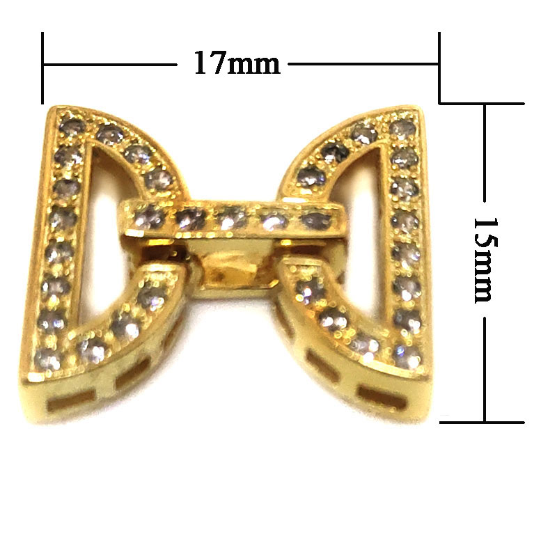 Wholesale 15x17mm 4 Rows Yellow Gold 925 Silver Clasp