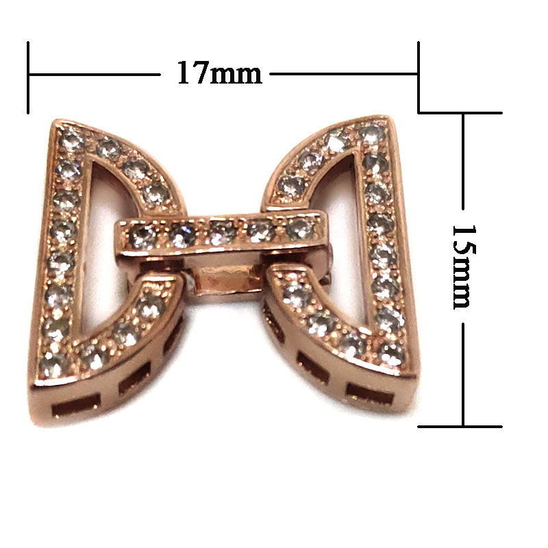 Wholesale 15x17mm 4 Rows Rose Gold 925 Silver Jewelry Clasp