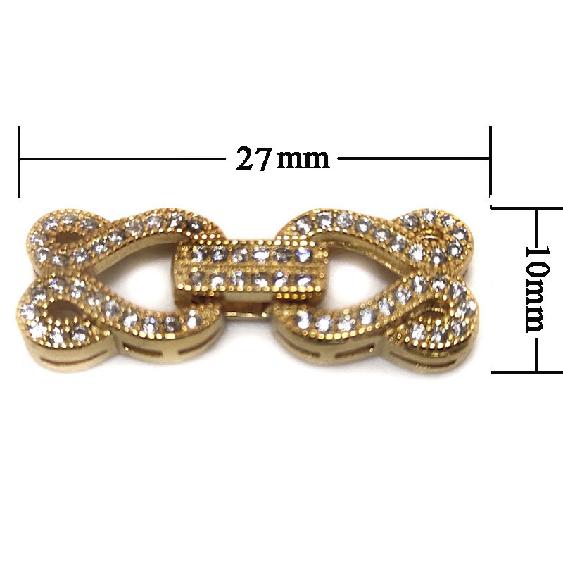Wholesale 10x27mm 2 Rows Rose Gold Knots Style 925 Silver Clasp