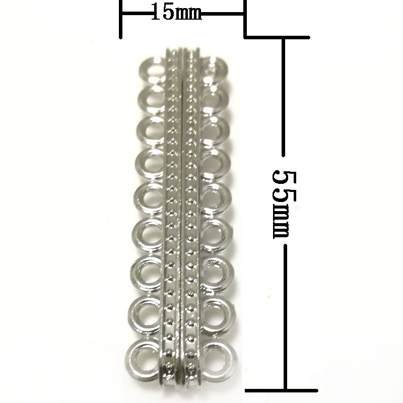 Wholesale 15x55mm 9 Rows Silver Magnetic Necklace Clasp