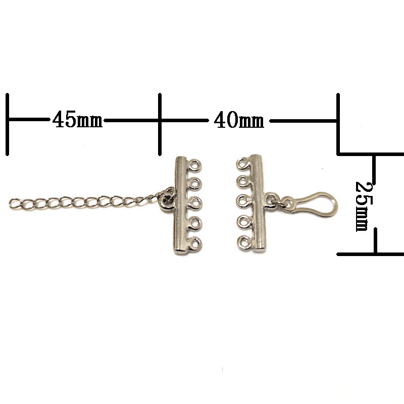 Wholesale Five Rows Silver Jewelry Necklace Clasp with Tail Chain