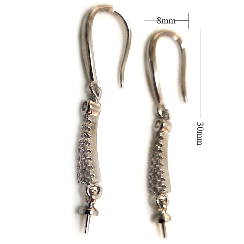 Wholesale 8x30mm 925 Silver Earring Hook,Sold by Pair
