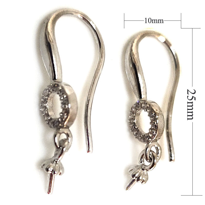 Wholesale 10x25mm 925 Silver Dangle Earring Hook,Sold by Pair