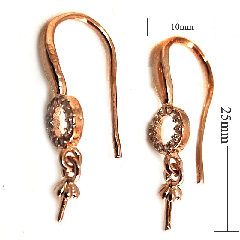 Wholesale 10x25mm Rose Gold Dangle Earring Finding Hook,Sold by Pair