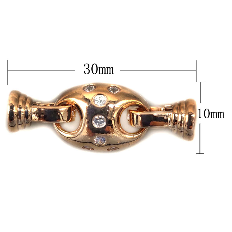 Wholesale 10x30mm Single Row Rose Gold Jewelry Clasp with Diamond