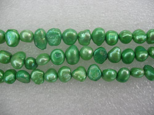 16 inches Grass Green Natural Nugget Pearls Loose Strand