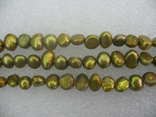 16 inches Kelly Green Natural Nugget Pearls Loose Strand