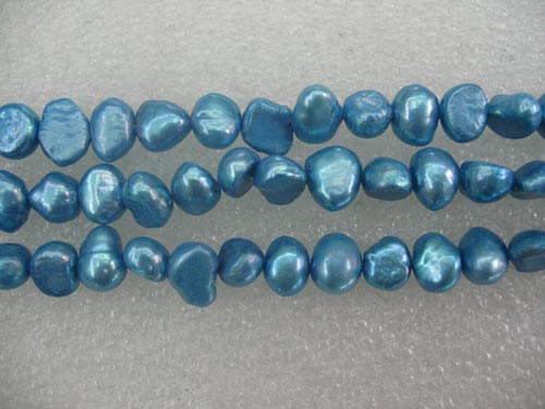 16 inches Light Blue Natural Nugget Pearls Loose Strand