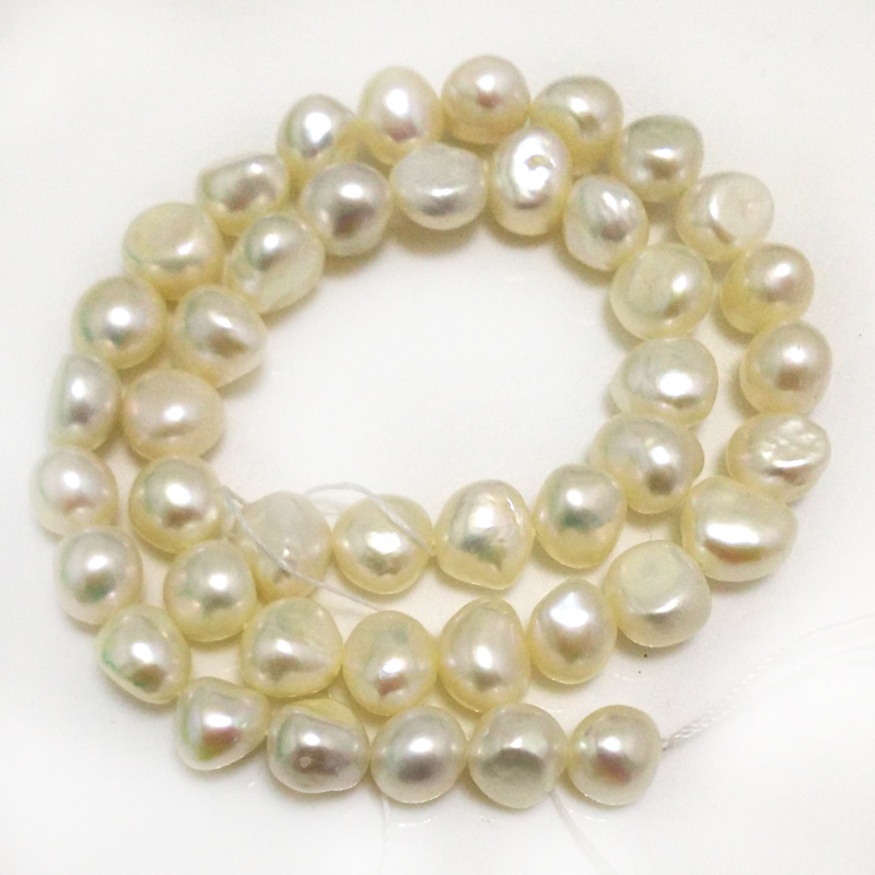 16 inches 9-10mm AA Natural White Nugget Pearls Loose Strand