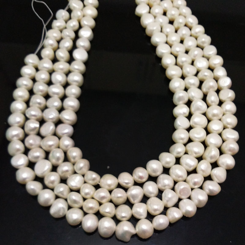 16 inches 10-11mm AA Natural White Nugget Pearls Loose Strand