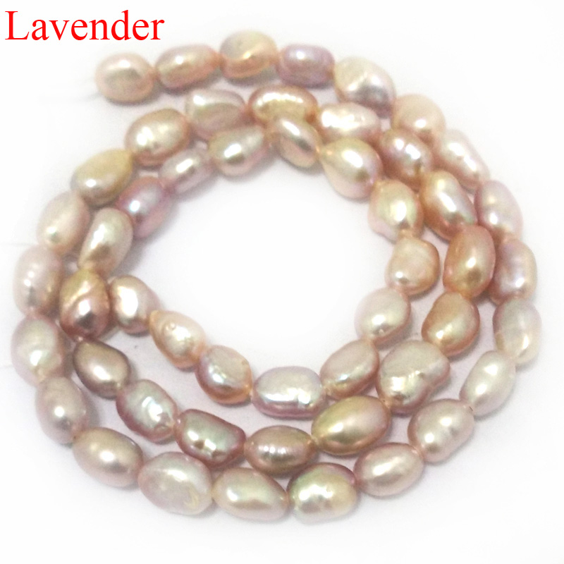 16 inches 6-7mm Natural Lavender Barqoue Rice Nugget Pearls Loose Strand