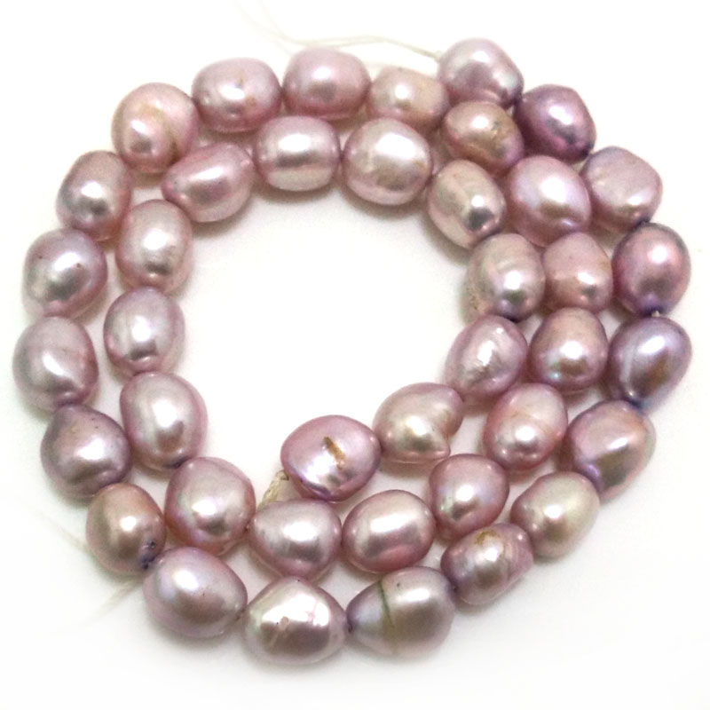 16 inches 8*12mm Natural Lavender Barqoue Rice Nugget Pearls Loose Strand