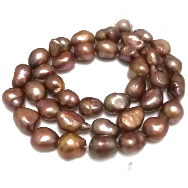16 inches 8*12mm Chocolate Natural Barqoue Rice Nugget Pearls Loose Strand