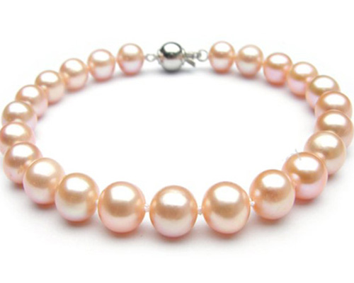 7.5 inches AA 9-10 mm Pink Pearl Bracelet with 925 Silver Clasp