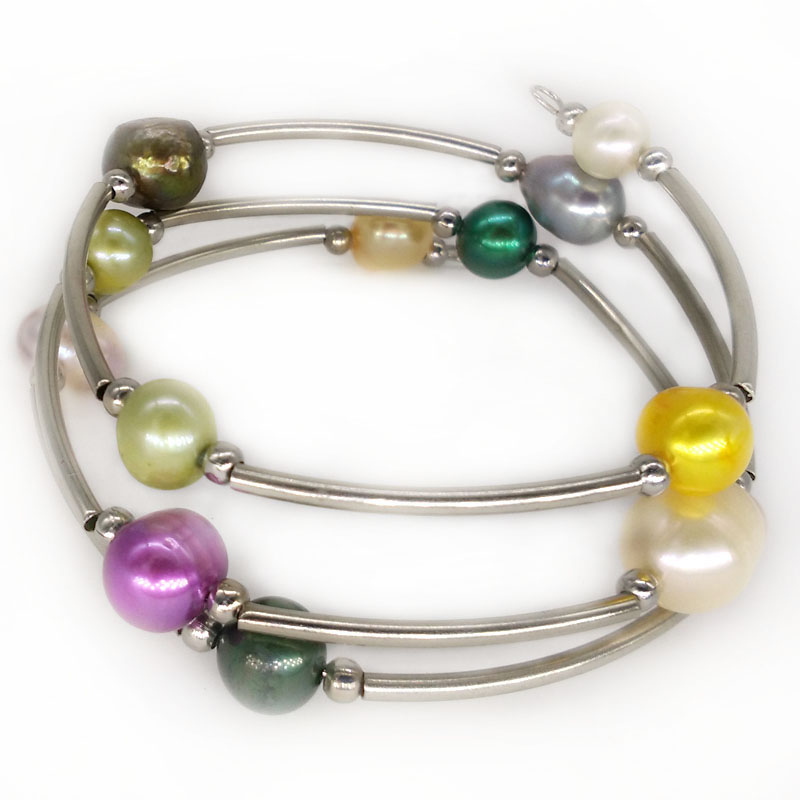 7.5-8 inches 8-9mm Multicolor Baroque Natural Pearl Bracelet