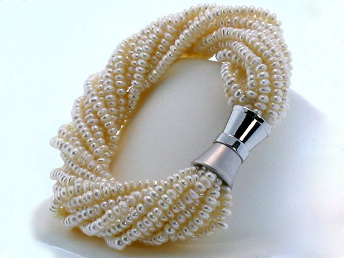 7.5 inches 10 rows 4-5mm Flat Freshwater Pearl Bracelet