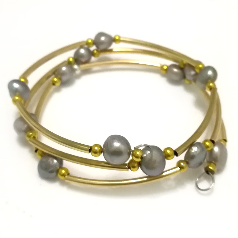 7.5-8 inches 8-9mm Silver Baroque Pearl Gold Filled Bracelet