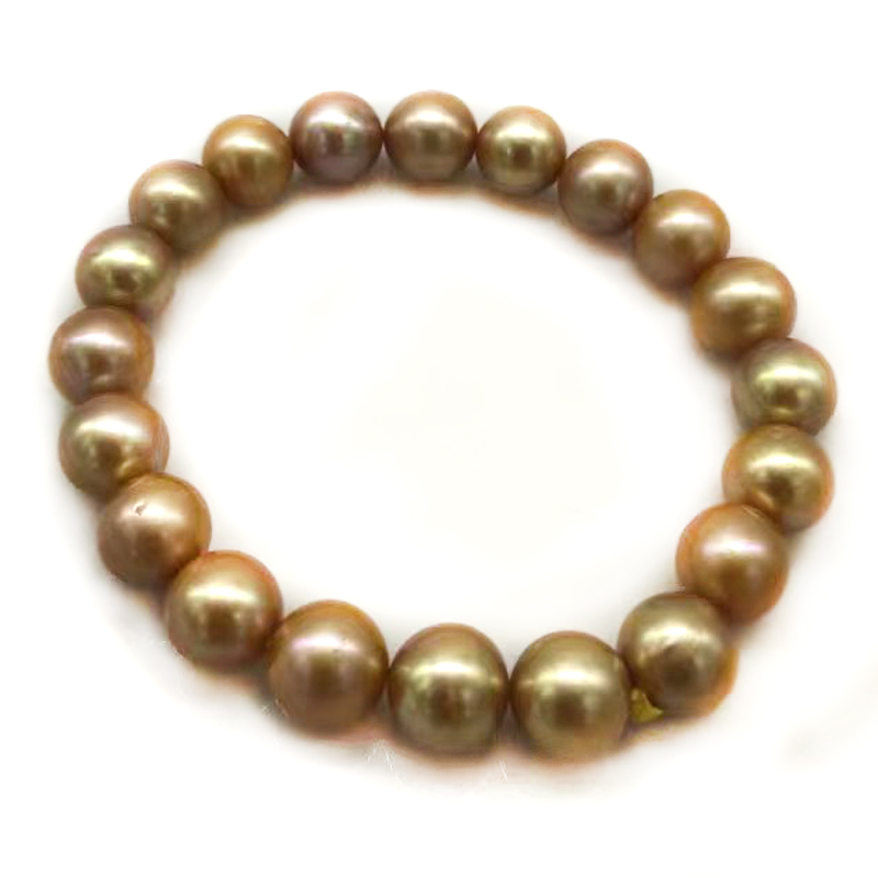 7.5 inches 9-10mm Gold South Sea Pearl Elastic Bracelet