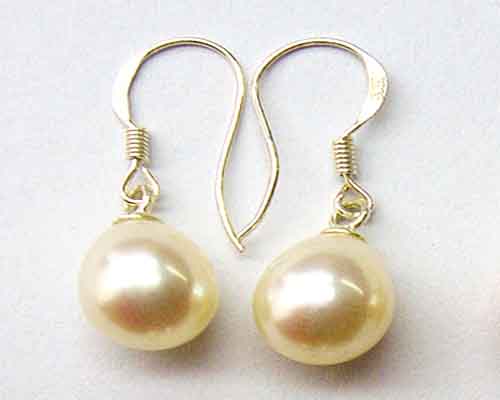 8-9 mm White Pearl Drop Earring with 925 Sterling Silver Hook,Sold by Pair