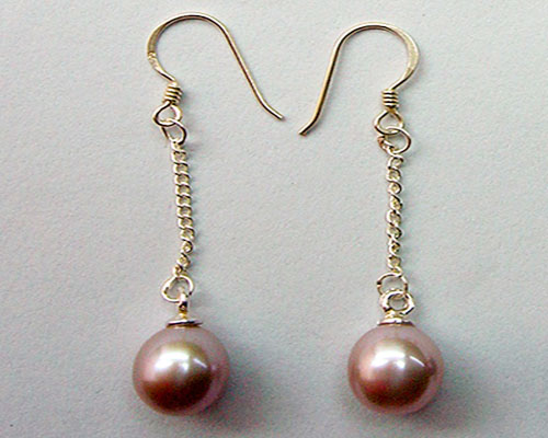 7-8mm Natural Lavender Pearl Drop Earring with 925 Sterling Silver Hook,Sold by Pair