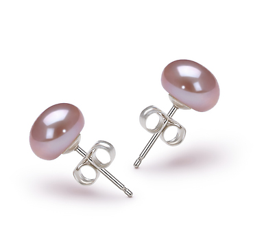 6-7mm Natural Lavender Button Pearl Stud Earring,Sold by Pair