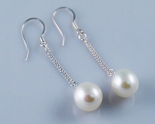 10mm AAA Round Freshwater Pearl 925 Sterling Silver Earring