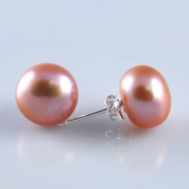 10-11mm Natural Cultured Lavender Button Pearl Stud Earring